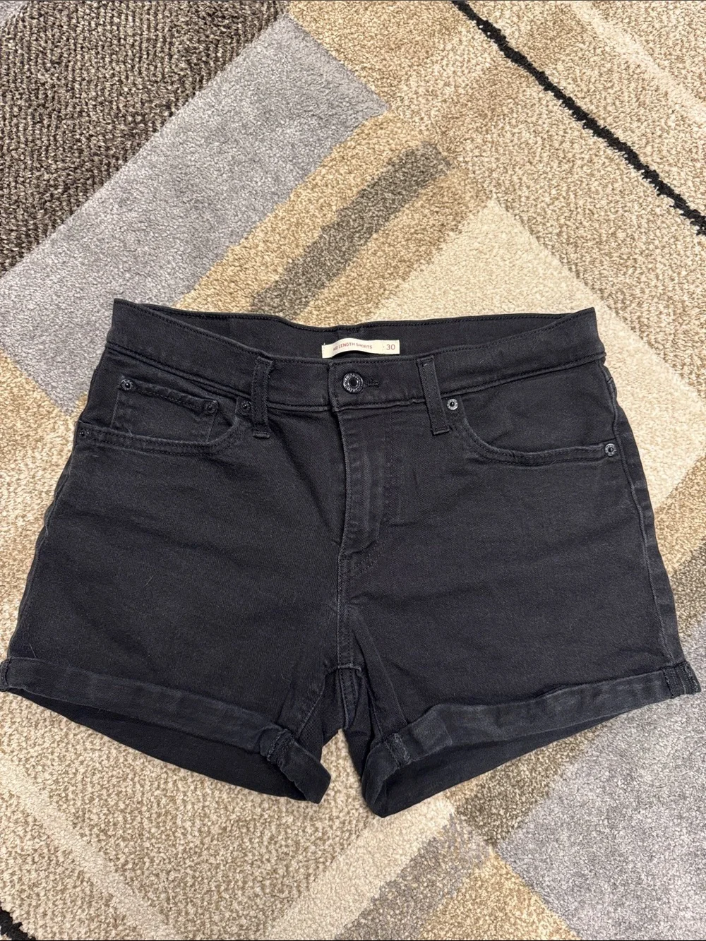 Levi's Black Women's Denim Shorts with Red Tab